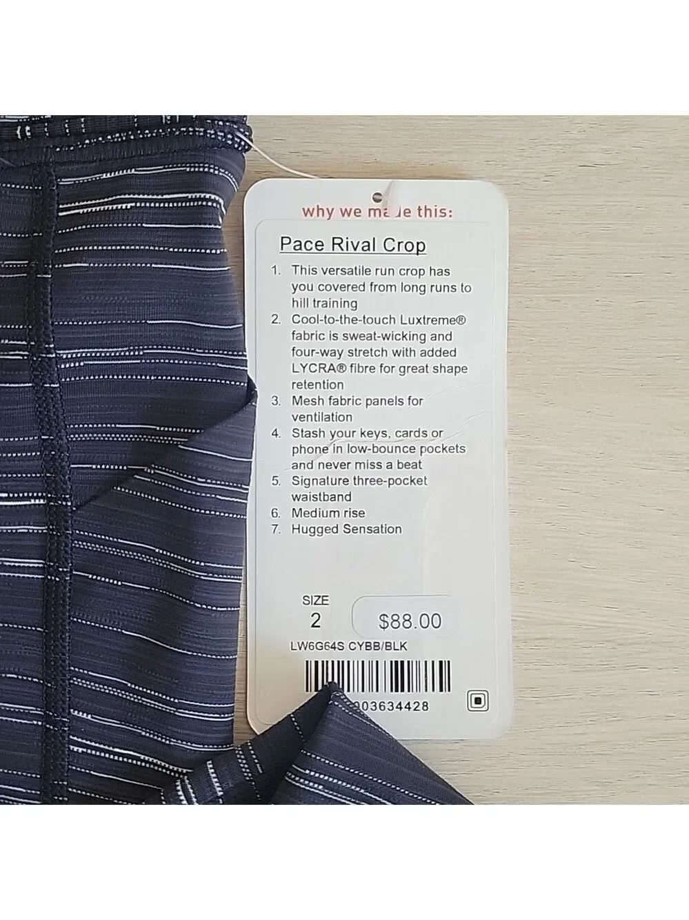 Lululemon Athletica Pace Rival Crop NWT